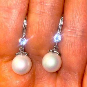 Faux pearls beautiful stainless steel earrings